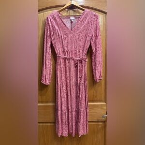 Isabel Maternity by Ingrid & Isabel Pink Polka Dot Tie-Waist Midi Dress size Med
